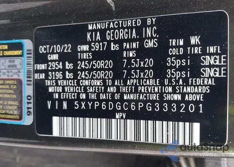 2023 Kia Telluride S z USA, uszkodzony, nr VIN 5XYP6DGC6PG333201